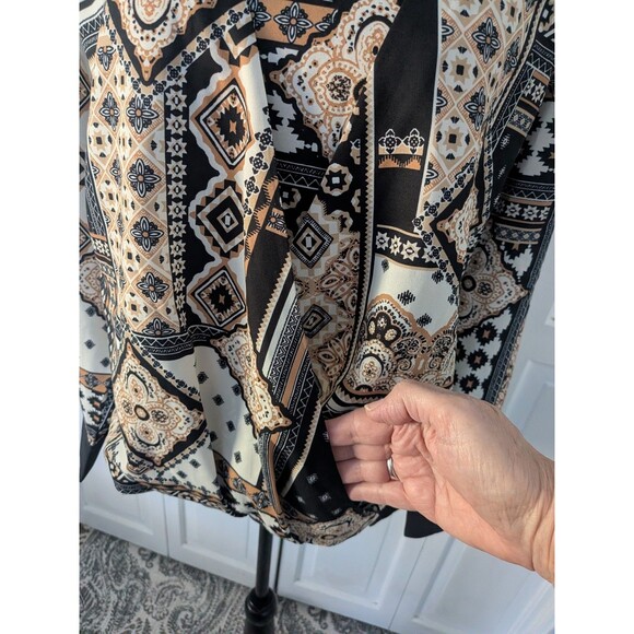 IMAN Global Top Womens XL Chic Multi Patchwork Drape-Front Blouse Career NEW - Picture 3 of 12
